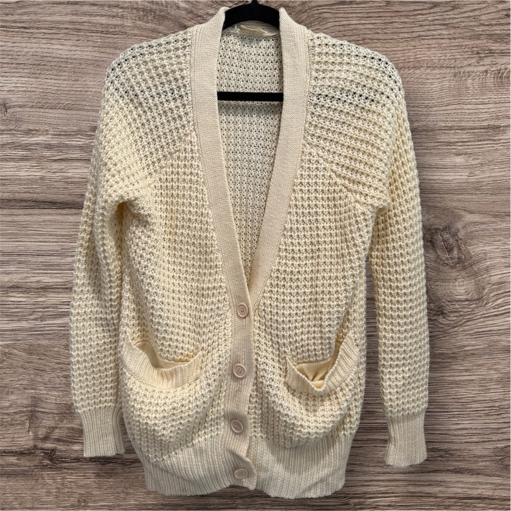 TOBI chunky ivory cardigan sweater sz M/L